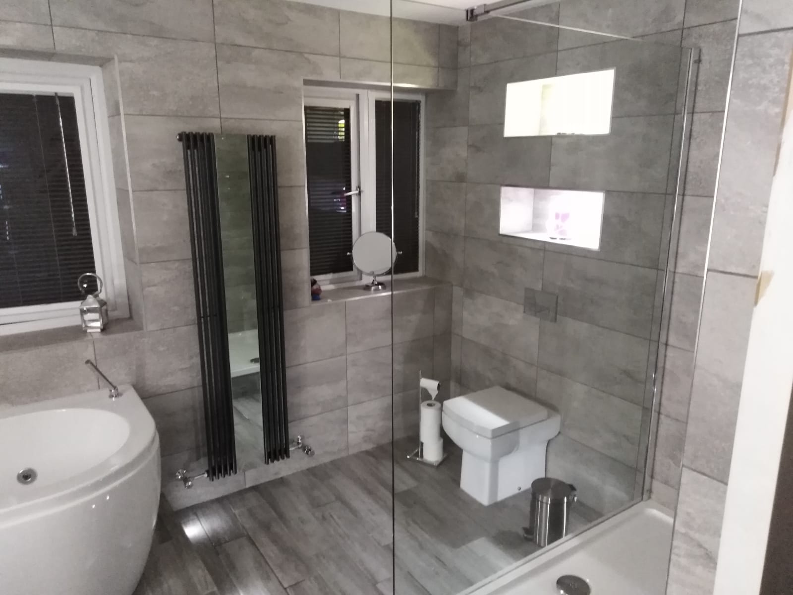 Completed walk-in shower installation